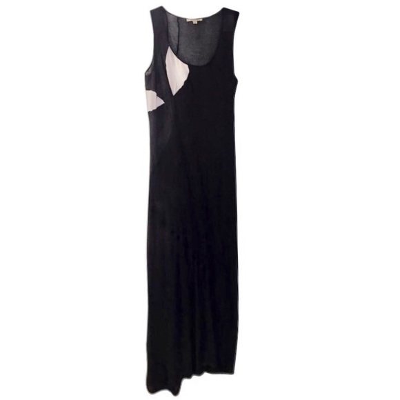 EUC HELMUT LANG BLACK WITH TAUPE CONTRAST PANEL MAXI DRESS SIZE MEDIUM - Picture 1 of 2
